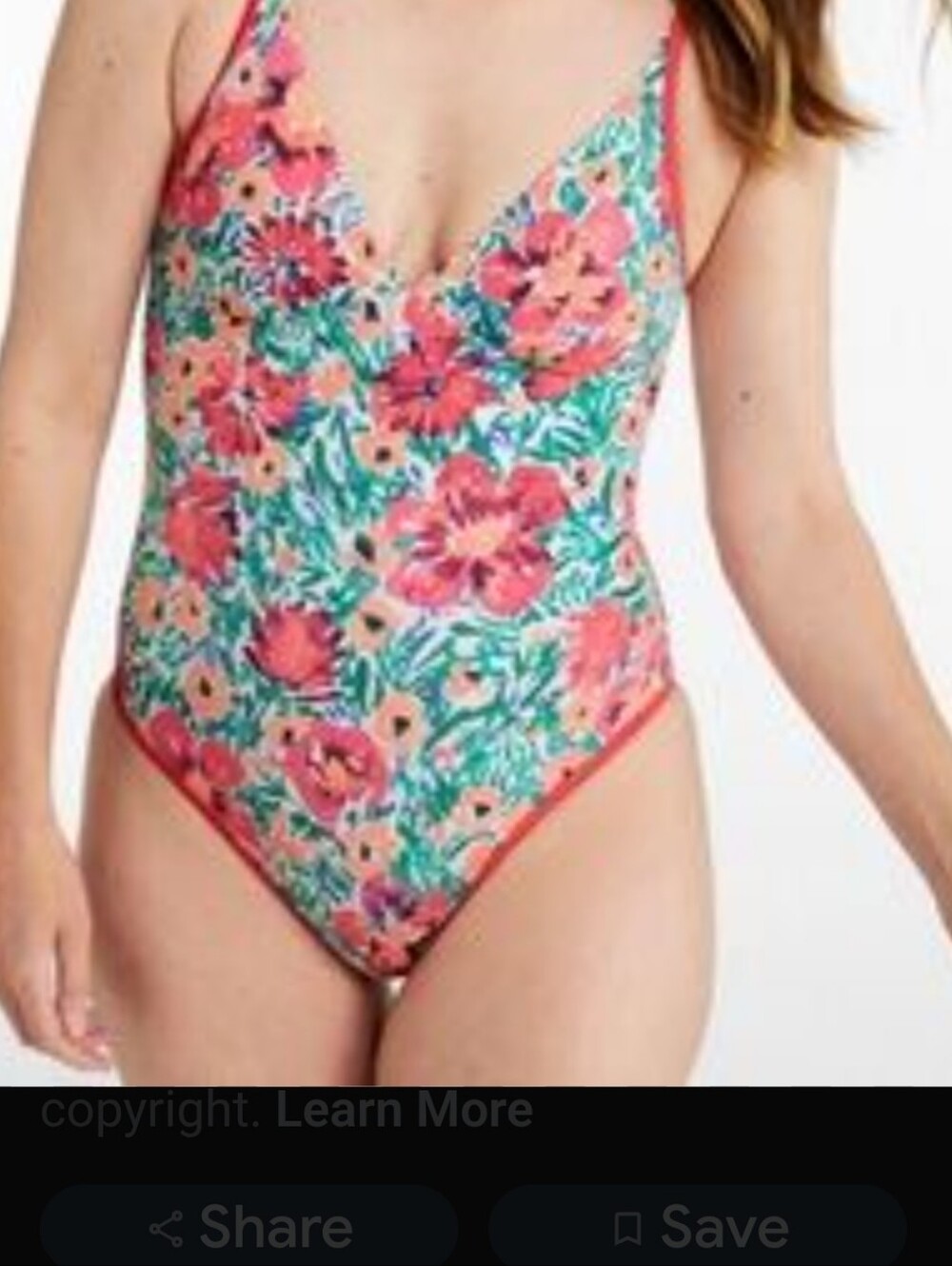 L.L. Bean Floral One-Piece Swimsuit in Coral, Green & White